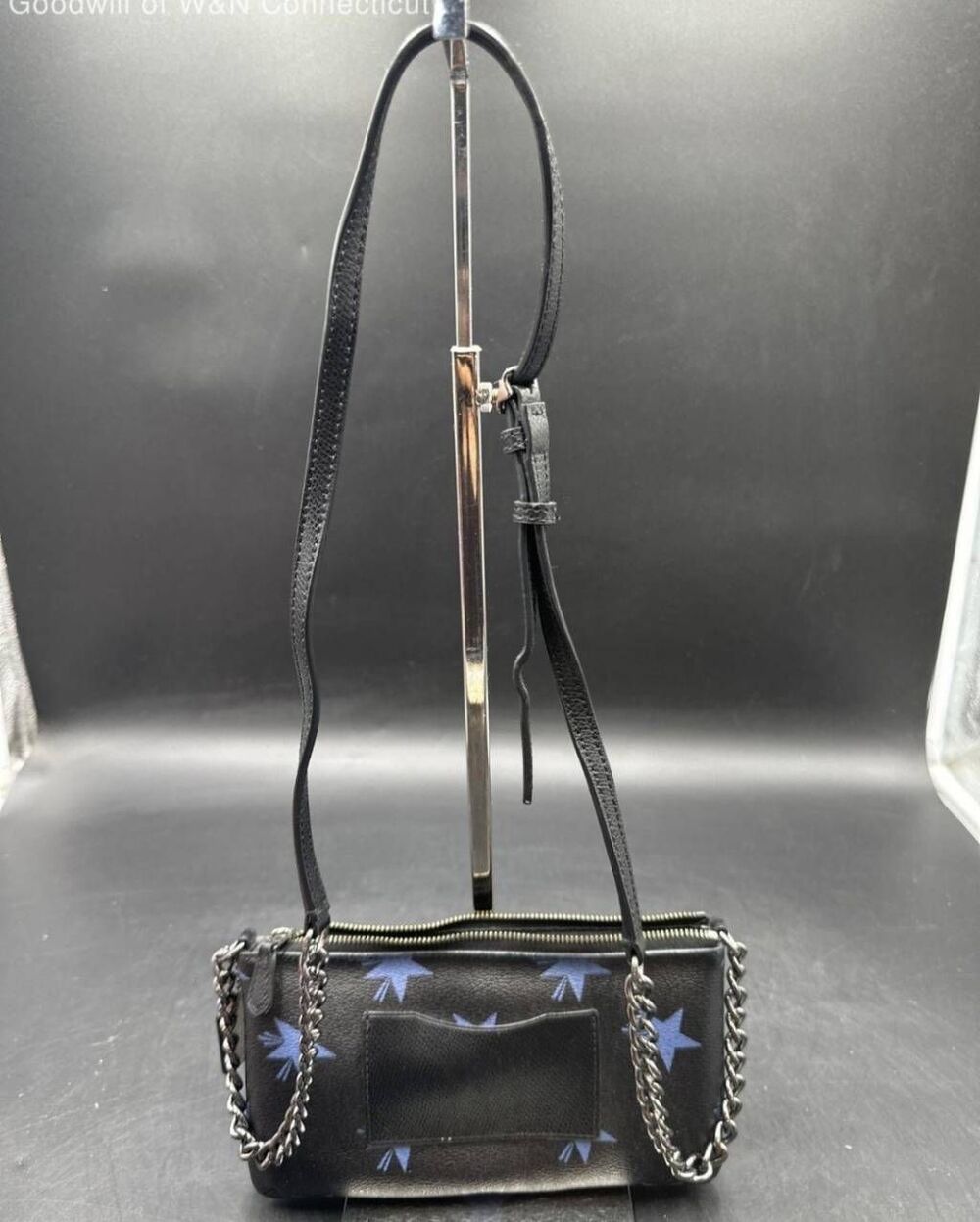 Coach F35877 Black Blue Star Print Crossbody Bag Chain Strap Authentic - Picture 3 of 10